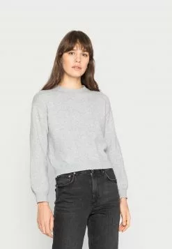 Even&Odd Damen POINTELLE CREW NECK JUMPER - Strickpullover - Mottled Light Grey