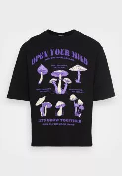 Even&Odd OPEN YOU MIND MUSHROOMS TEE UNISEX - T-Shirt Print - Black -Even&Odd Verkäufe 2023 042bdf5c6a1347eabbe6520573195212