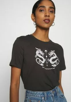 Even&Odd HATTIE MIRRORED DRAGONS TEE - T-Shirt Print - 801 - Anthracite | Damen -Even&Odd Verkäufe 2023 0bfbbb5a07384f34bb6d0611800c66fc