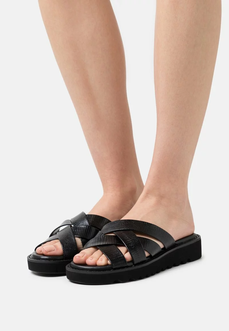 Even&Odd Damen Pantolette Flach - Black 3 Even&Odd Damen Pantolette Flach - Black