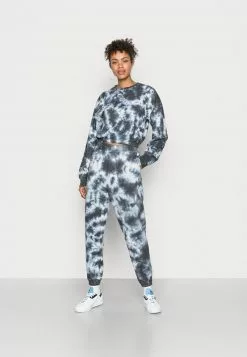 Even&Odd Damen SET - CROPPED SWEAT & JOGGER IN TIE DYE - Sweatshirt - Grey