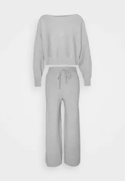 Even&Odd Damen SET BAT SHAPE LOUNGE - Strickpullover - Mottled Light Grey