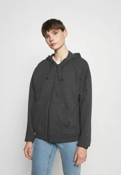 Even&Odd Damen OVERSIZED HOODED ZIP JACKET - Sweatjacke - Mottled Dark Grey
