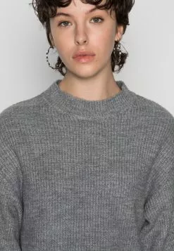 Even&Odd Damen BAT SHAPE MOCK NECK SHORTER - Strickpullover - Mottled Grey -Even&Odd Verkäufe 2023 2359c3d902234ba290a17d294f096b25