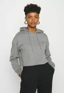 Even&Odd Damen BASIC - Cropped Oversized Hoodie - Kapuzenpullover - Mottled Grey