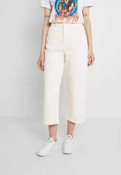 Even&Odd Wide Leg Cropped Jeans - Jeans Straight Leg - White | Damen