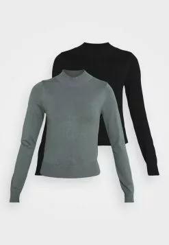 Even&Odd Damen 2 PACK - Strickpullover - Black/green -Even&Odd Verkäufe 2023 38452acb147d49cd9da2d8bcc125c84a