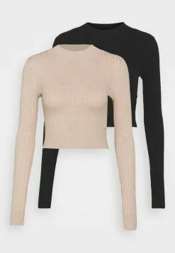 Even&Odd Damen 2 PACK - Strickpullover - Black/camel