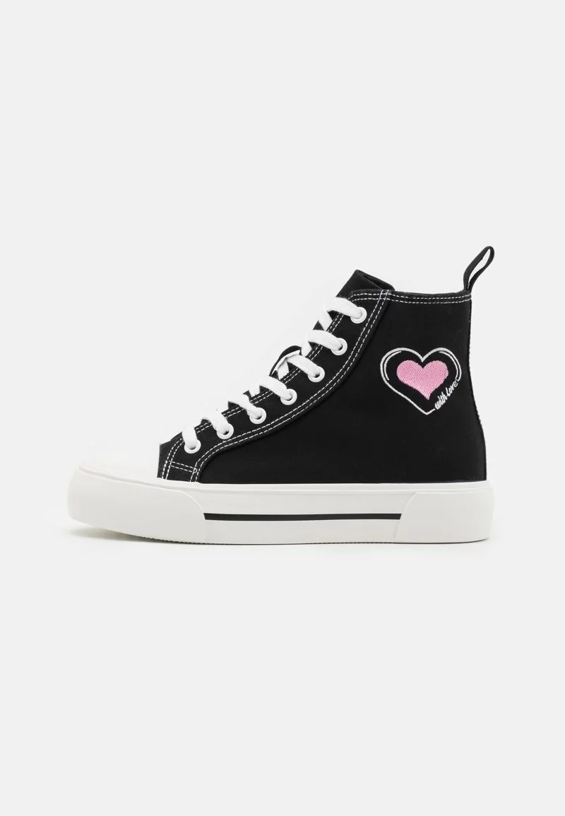 Even&Odd Damen LOVE - Sneaker High - Black/pink 4 Even&Odd Damen LOVE - Sneaker High - Black/pink – Bild 2