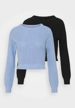 Even&Odd Damen 2 PACK - Strickpullover - Black/light Blue