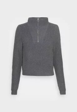 Even&Odd HALF ZIP JUMPER - Strickpullover - Mottled Dark Grey | Damen -Even&Odd Verkäufe 2023 53052c78670245e8bf8c8691daec3be5