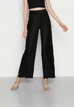 Even&Odd Damen Plisse Scallop Hem Trouser - Stoffhose - Black