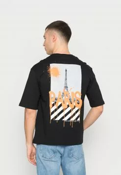 Even&Odd GRAFFITI PARIS BACK PRINT TEE UNISEX - T-Shirt Print - Black