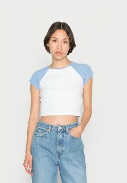 Even&Odd T-Shirt Basic - White Light Blue | Damen