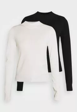 Even&Odd Damen 2 PACK - Strickpullover - Black/off-white -Even&Odd Verkäufe 2023 6439bccf88a745e8aa642960b3ef8db2