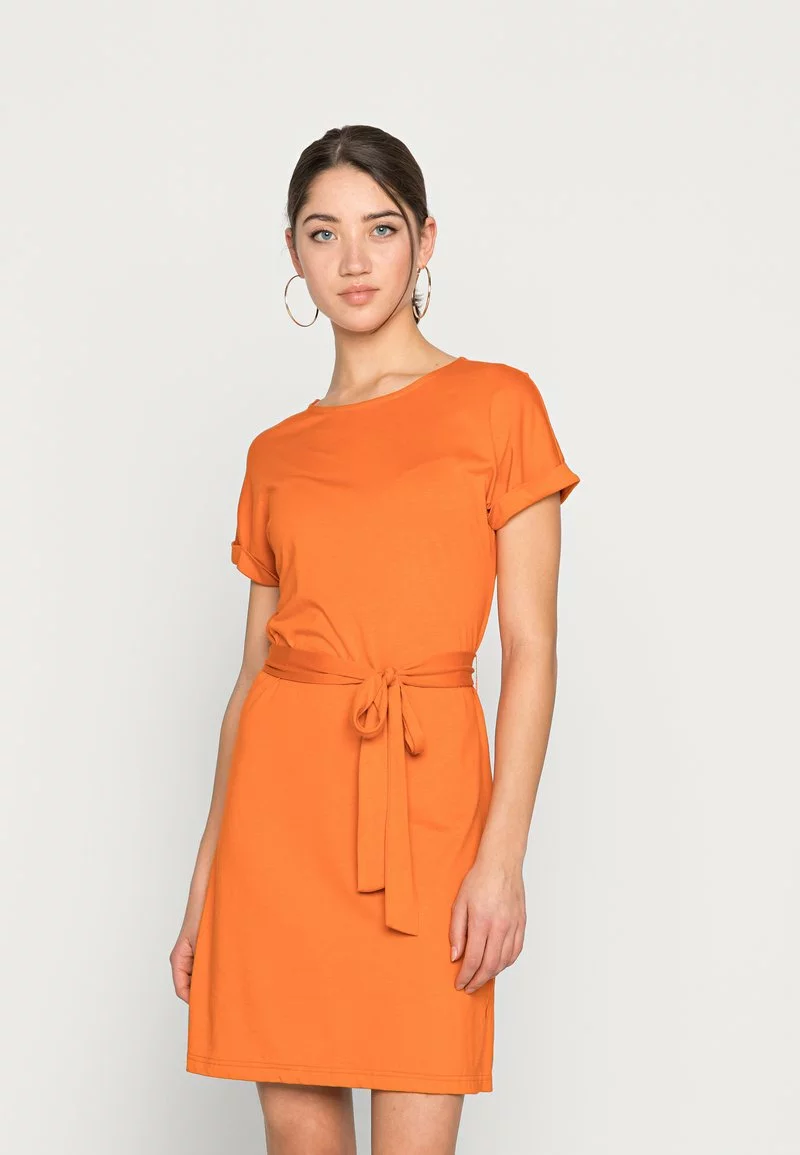 Even&Odd BASIC Short Sleeves Mini Belted Dress - Jerseykleid - Orange | Damen 3 Even&Odd BASIC Short Sleeves Mini Belted Dress - Jerseykleid - Orange | Damen