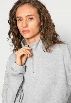 Even&Odd Damen CROPPED WITH HALF ZIP COLLAR - Sweatshirt - Mottled Light Grey -Even&Odd Verkäufe 2023 7549243cd89c497880c99fd395b17b4b