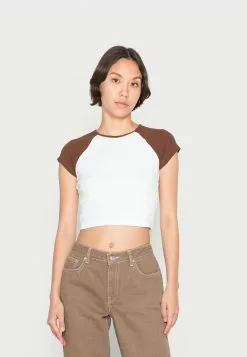 Even&Odd T-Shirt Basic - White Brown | Damen