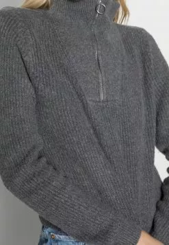 Even&Odd HALF ZIP JUMPER - Strickpullover - Mottled Dark Grey | Damen -Even&Odd Verkäufe 2023 7bd5ac11b38d42f38587ed01faa09a0f