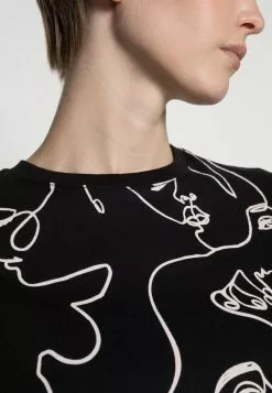 Even&Odd Damen TONJA ABSTRACT LINE FACE AOP TEE - T-Shirt Print - Black -Even&Odd Verkäufe 2023 7e648ba782d44463ba3e4a8cff7b9b3d