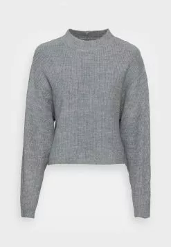 Even&Odd Damen BAT SHAPE MOCK NECK SHORTER - Strickpullover - Mottled Grey -Even&Odd Verkäufe 2023 84a7734bbf1a4d519e5551bf16f61a3d