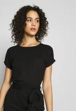 Even&Odd Damen BASIC Short Sleeves Mini Belted Dress - Jerseykleid - Black/black -Even&Odd Verkäufe 2023 97796d52f7b640d898d11ff7490b2238