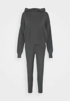 Even&Odd Damen Jogger And Hoodie Set - Strickpullover - Mottled Dark Grey