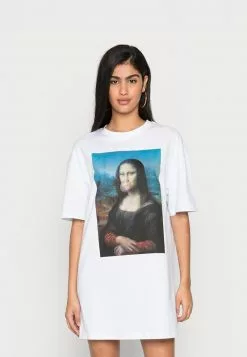 Even&Odd Damen DRESS WITH BIG PLACEMENT - Jerseykleid - White/multi Coloured