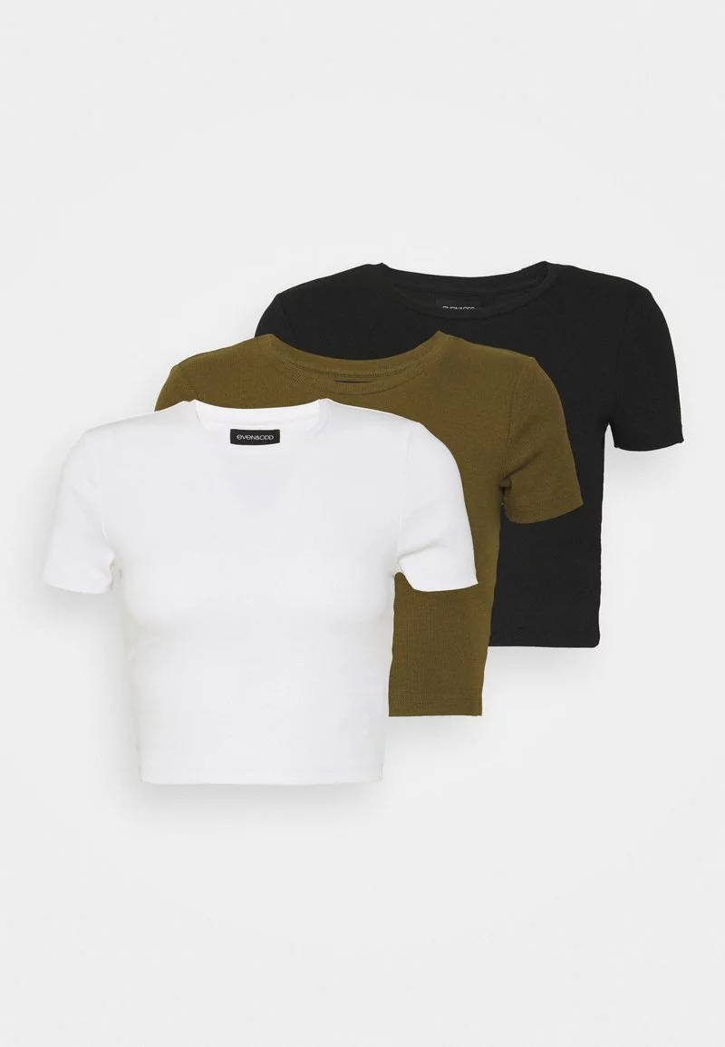 Even&Odd Damen 3 PACK - T-Shirt Basic - Black/white/khaki 9 Even&Odd Damen 3 PACK - T-Shirt Basic - Black/white/khaki – Bild 7