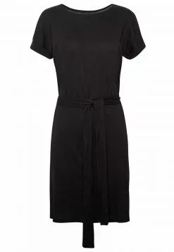Even&Odd Damen BASIC Short Sleeves Mini Belted Dress - Jerseykleid - Black/black -Even&Odd Verkäufe 2023 9fc626ec4d334daa964130a1188ad1db