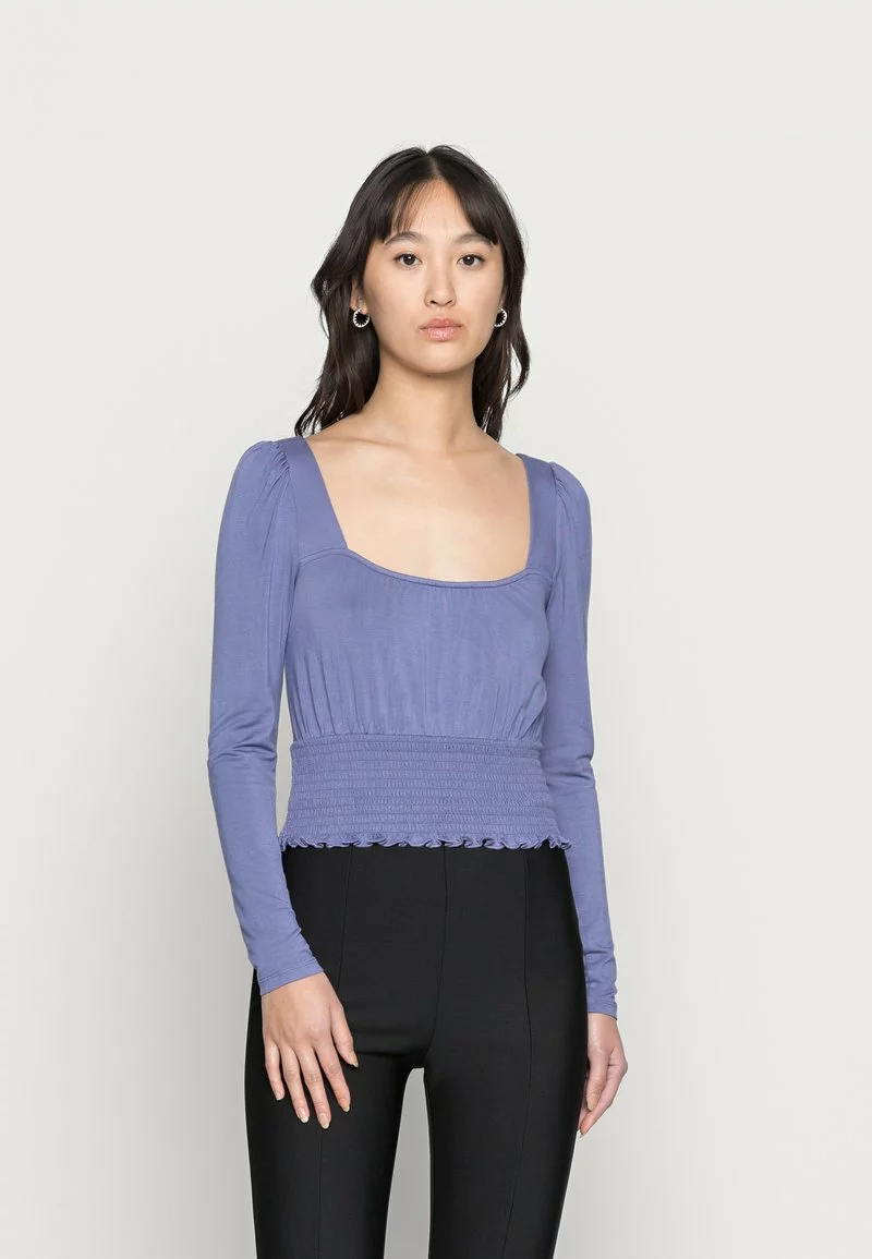 Even&Odd Damen SHIRRING DETAIL LONG SLEEVE CROP WITH GATHER - Langarmshirt - Blue 3 Even&Odd Damen SHIRRING DETAIL LONG SLEEVE CROP WITH GATHER - Langarmshirt - Blue