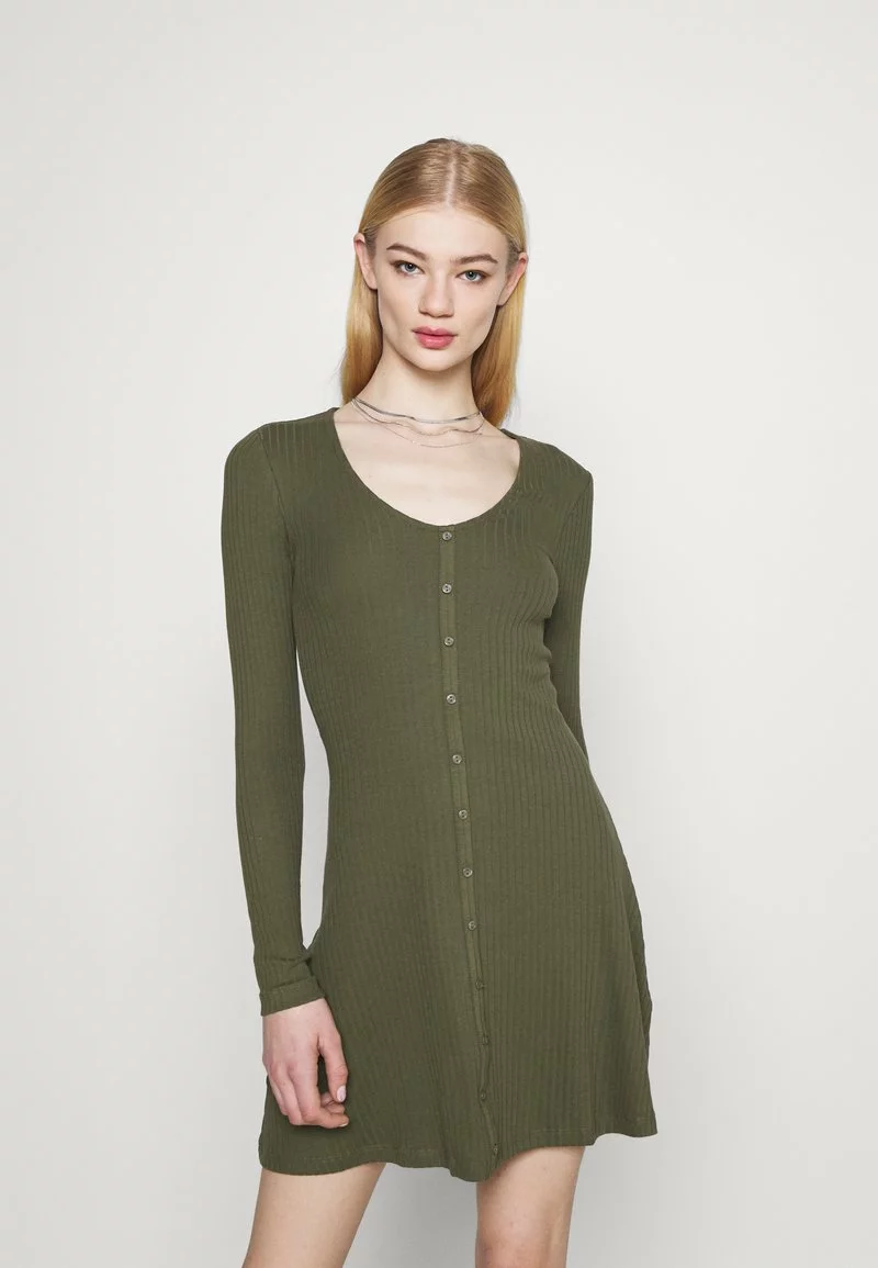Even&Odd Ribbed Button Through Mini Dress - Strickkleid - Green | Damen 3 Even&Odd Ribbed Button Through Mini Dress - Strickkleid - Green | Damen