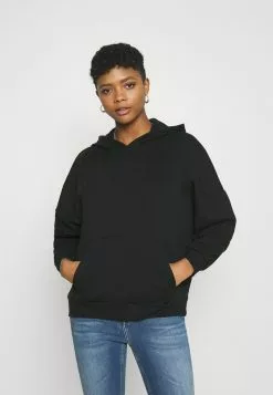 Even&Odd Damen HOODIE LONG WITHOUT DRAWCORD AND POCKET - Kapuzenpullover - Black