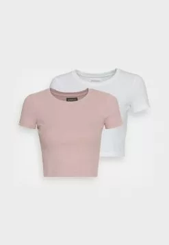 Even&Odd Damen 2PACK - T-Shirt Basic - White/pink -Even&Odd Verkäufe 2023 b26eb8fcc6ce4132a726132fc0f02337
