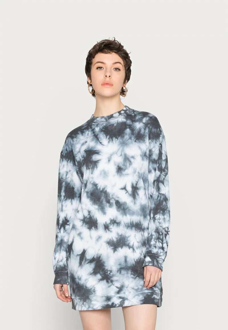 Even&Odd Damen CREW NECK TYE DIE DRESS - Freizeitkleid - Black/white 3 Even&Odd Damen CREW NECK TYE DIE DRESS - Freizeitkleid - Black/white