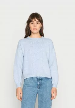 Even&Odd POINTELLE CREW NECK JUMPER - Strickpullover - Mottled Light Blue | Damen