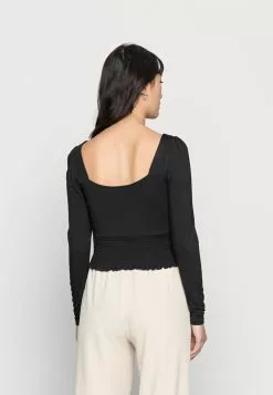 Even&Odd Damen SHIRRING DETAIL LONG SLEEVE CROP WITH GATHER - Langarmshirt - Black -Even&Odd Verkäufe 2023 bc64a596fdc24d4d9dea4742e3b3fff3