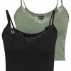 Even&Odd Damen 2 PACK - Top - Green/black