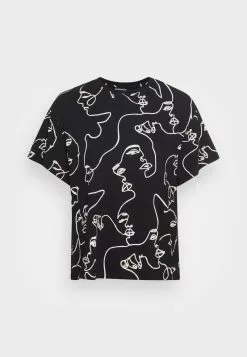 Even&Odd Damen TONJA ABSTRACT LINE FACE AOP TEE - T-Shirt Print - Black -Even&Odd Verkäufe 2023 d2f517a6f14c40ffb06c8438b3f4c798