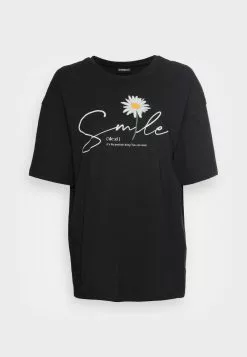 Even&Odd Damen LIZ SMILE DAISY TEE - T-Shirt Print - Black -Even&Odd Verkäufe 2023 d4318da152654505b28bbe3ddfe6964c