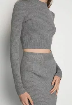 Even&Odd Damen PERKIN CROPPED SKIRT SET - Strickpullover - Mottled Grey -Even&Odd Verkäufe 2023 d4f4b3cfd07549e5840990840677e12b