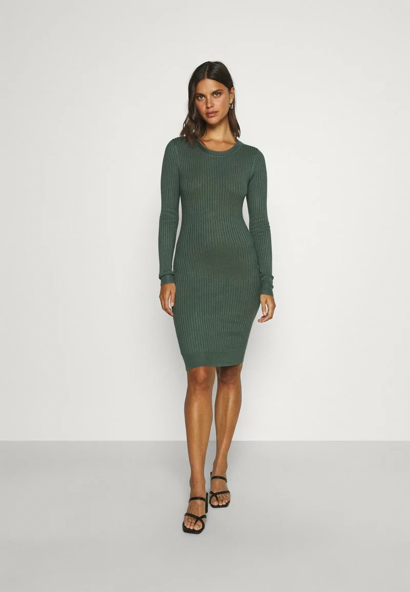 Even&Odd Damen Knit Mini Wide Rib Basic Dress - Etuikleid - Green 3 Even&Odd Damen Knit Mini Wide Rib Basic Dress - Etuikleid - Green