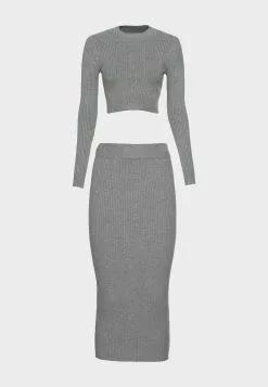 Even&Odd Damen PERKIN CROPPED SKIRT SET - Strickpullover - Mottled Grey -Even&Odd Verkäufe 2023 da6edb4721084d39b3c95124ccbbc25a