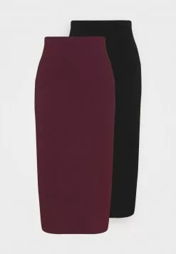 Even&Odd Damen 2er PACK - Bleistiftrock - Black/bordeaux