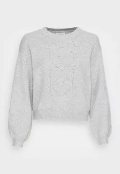 Even&Odd Damen POINTELLE CREW NECK JUMPER - Strickpullover - Mottled Light Grey -Even&Odd Verkäufe 2023 df061a586f1043db84742131eda9a9c2
