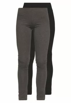 Even&Odd Damen 2 PACK - Leggings - Hosen - Black/mottled Dark Grey
