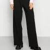 Even&Odd Damen Basic Wide Leg Trousers - Stoffhose - Black