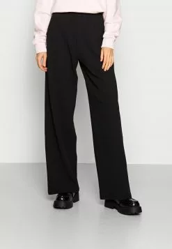 Even&Odd Damen Basic Wide Leg Trousers - Stoffhose - Black