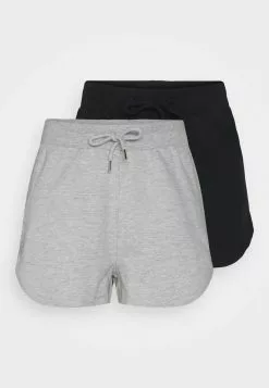 Even&Odd Damen 2 Pack - Shorts - Black/mottled Light Grey
