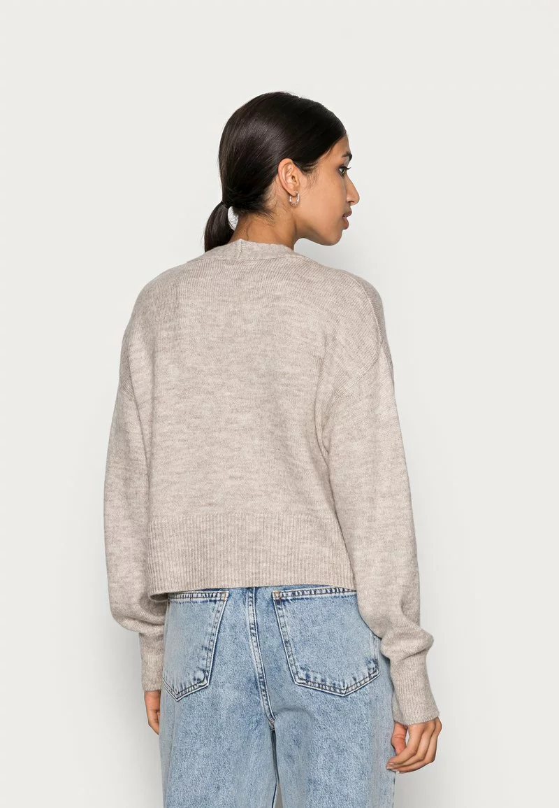 Even&Odd Damen BASIC BLEND BUTTON CROP - Strickjacke - Taupe 5 Even&Odd Damen BASIC BLEND BUTTON CROP - Strickjacke - Taupe – Bild 3